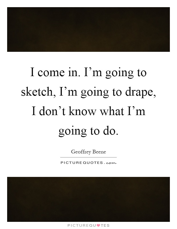 I come in. I'm going to sketch, I'm going to drape, I don't know what I'm going to do Picture Quote #1