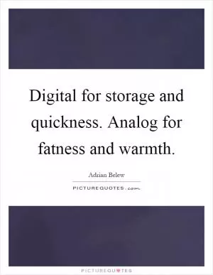 Digital for storage and quickness. Analog for fatness and warmth Picture Quote #1