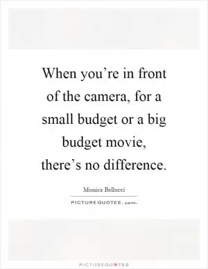 When you’re in front of the camera, for a small budget or a big budget movie, there’s no difference Picture Quote #1