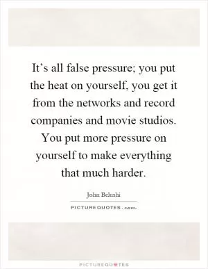 It’s all false pressure; you put the heat on yourself, you get it from the networks and record companies and movie studios. You put more pressure on yourself to make everything that much harder Picture Quote #1