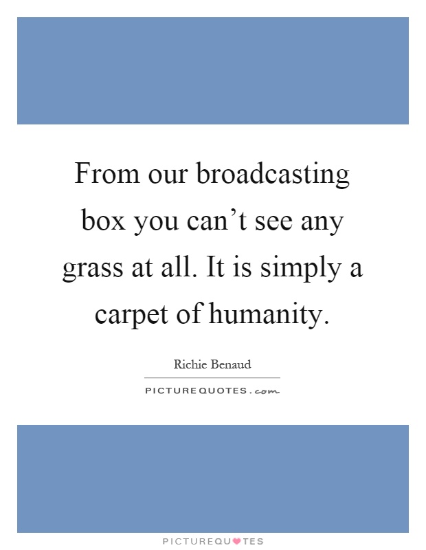 From our broadcasting box you can't see any grass at all. It is simply a carpet of humanity Picture Quote #1
