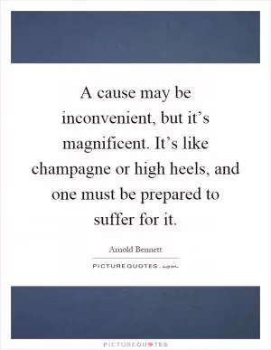 A cause may be inconvenient, but it’s magnificent. It’s like champagne or high heels, and one must be prepared to suffer for it Picture Quote #1