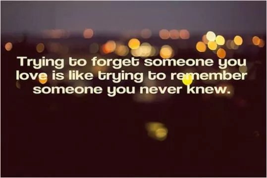 Trying to forget someone you love is like trying to remember someone you never knew Picture Quote #1