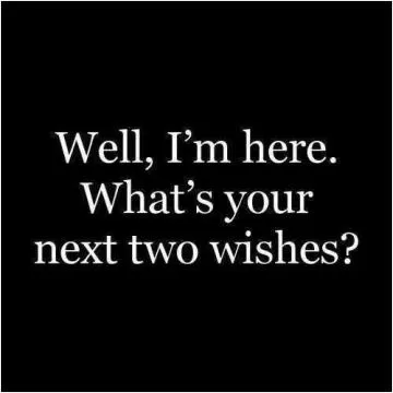 Well, I'm here. What's your next two wishes? Picture Quote #1