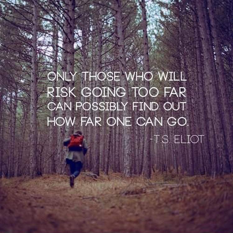 Only those who will risk going too far can possibly find out how far one can go Picture Quote #1