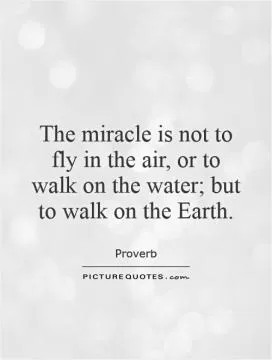 The miracle is not to fly in the air, or to walk on the water; but to walk on the Earth Picture Quote #1