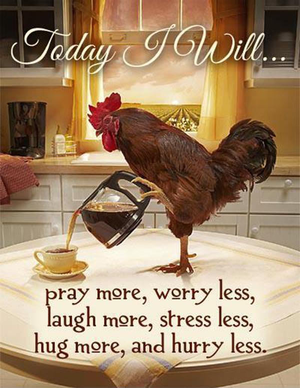 Today I will pray more, worry less, laugh more, stress less, hug more, hurry less Picture Quote #1