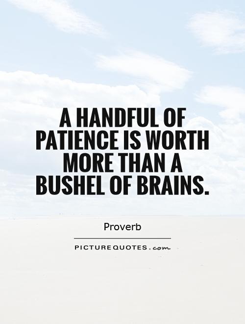 A handful of patience is worth more than a bushel of brains Picture Quote #1