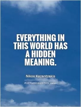 Everything in this world has a hidden meaning Picture Quote #1
