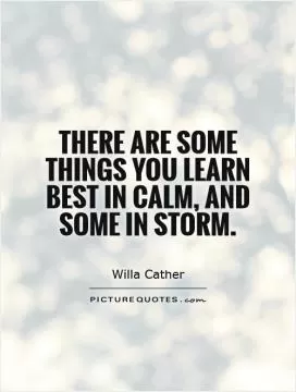 There are some things you learn best in calm, and some in storm Picture Quote #1