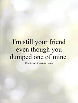 I'm still your friend even though you dumped one of mine Picture Quote #1