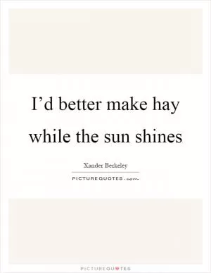 I’d better make hay while the sun shines Picture Quote #1