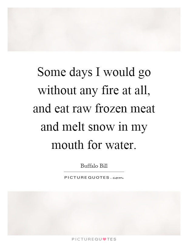 Some days I would go without any fire at all, and eat raw frozen meat and melt snow in my mouth for water Picture Quote #1