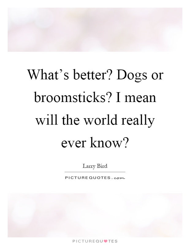 What's better? Dogs or broomsticks? I mean will the world really ever know? Picture Quote #1