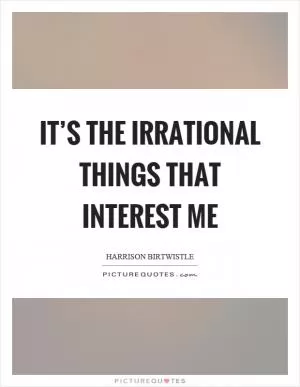 It’s the irrational things that interest me Picture Quote #1