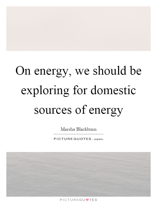 On energy, we should be exploring for domestic sources of energy Picture Quote #1