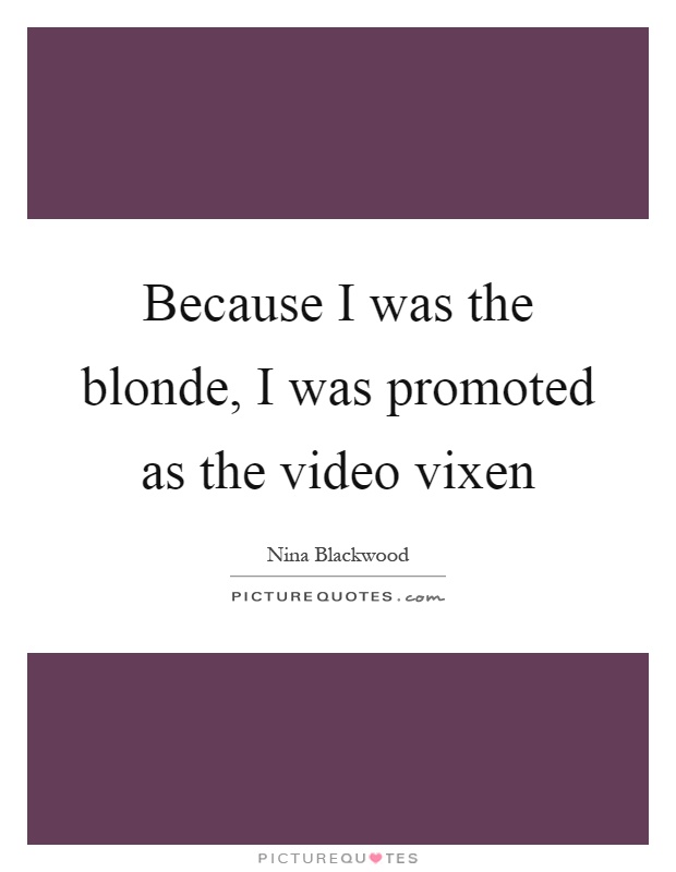 Because I was the blonde, I was promoted as the video vixen Picture Quote #1