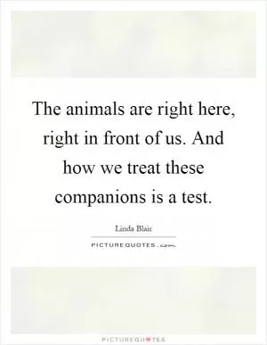 The animals are right here, right in front of us. And how we treat these companions is a test Picture Quote #1