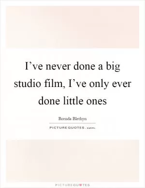 I’ve never done a big studio film, I’ve only ever done little ones Picture Quote #1