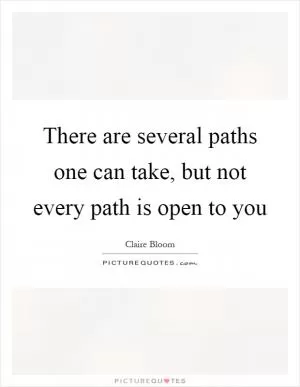 There are several paths one can take, but not every path is open to you Picture Quote #1