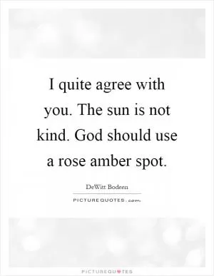 I quite agree with you. The sun is not kind. God should use a rose amber spot Picture Quote #1