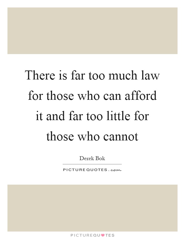 There is far too much law for those who can afford it and far too little for those who cannot Picture Quote #1