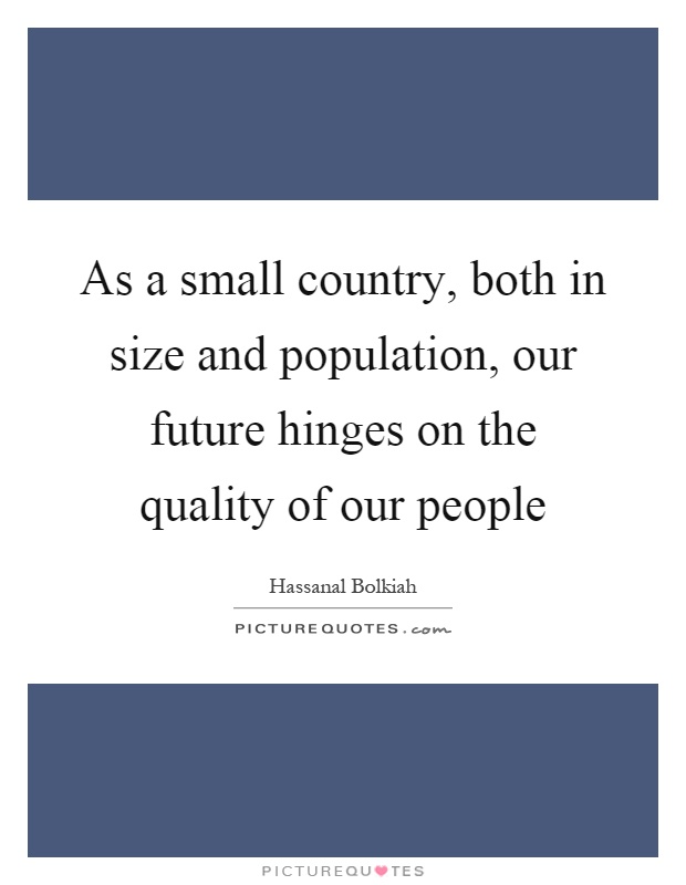 As a small country, both in size and population, our future hinges on the quality of our people Picture Quote #1