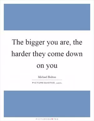 The bigger you are, the harder they come down on you Picture Quote #1