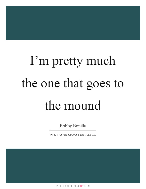 I'm pretty much the one that goes to the mound Picture Quote #1