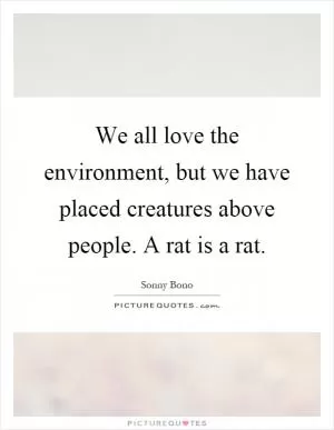 We all love the environment, but we have placed creatures above people. A rat is a rat Picture Quote #1