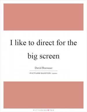 I like to direct for the big screen Picture Quote #1