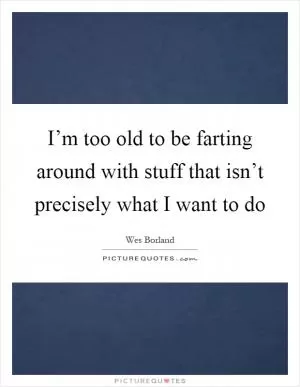 I’m too old to be farting around with stuff that isn’t precisely what I want to do Picture Quote #1