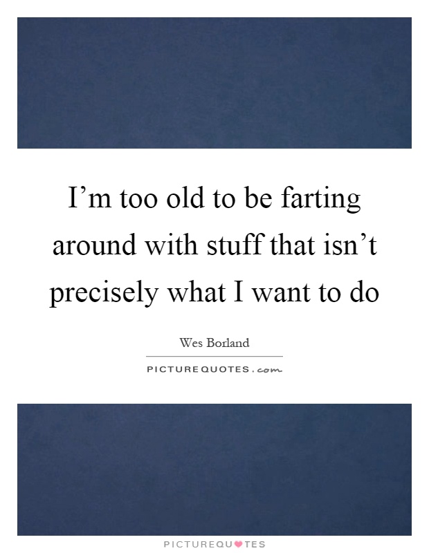 I'm too old to be farting around with stuff that isn't precisely what I want to do Picture Quote #1