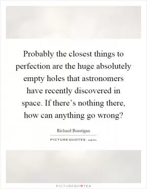 Probably the closest things to perfection are the huge absolutely empty holes that astronomers have recently discovered in space. If there’s nothing there, how can anything go wrong? Picture Quote #1