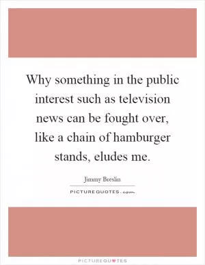 Why something in the public interest such as television news can be fought over, like a chain of hamburger stands, eludes me Picture Quote #1