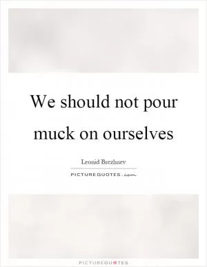 We should not pour muck on ourselves Picture Quote #1