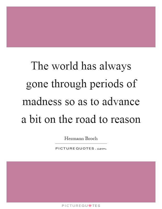 The world has always gone through periods of madness so as to advance a bit on the road to reason Picture Quote #1