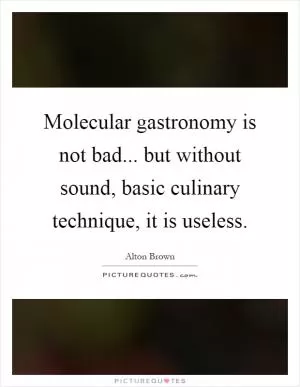 Molecular gastronomy is not bad... but without sound, basic culinary technique, it is useless Picture Quote #1
