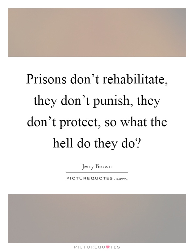 Prisons don't rehabilitate, they don't punish, they don't protect, so what the hell do they do? Picture Quote #1