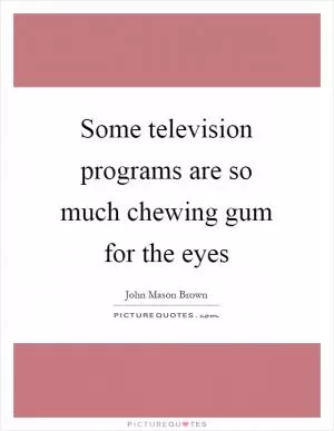 Some television programs are so much chewing gum for the eyes Picture Quote #1
