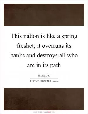 This nation is like a spring freshet; it overruns its banks and destroys all who are in its path Picture Quote #1