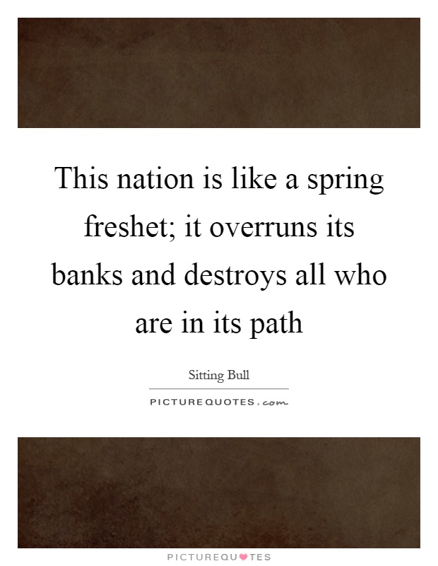 This nation is like a spring freshet; it overruns its banks and destroys all who are in its path Picture Quote #1