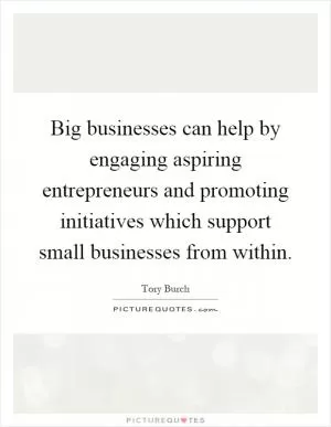 Big businesses can help by engaging aspiring entrepreneurs and promoting initiatives which support small businesses from within Picture Quote #1