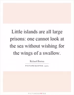 Little islands are all large prisons: one cannot look at the sea without wishing for the wings of a swallow Picture Quote #1