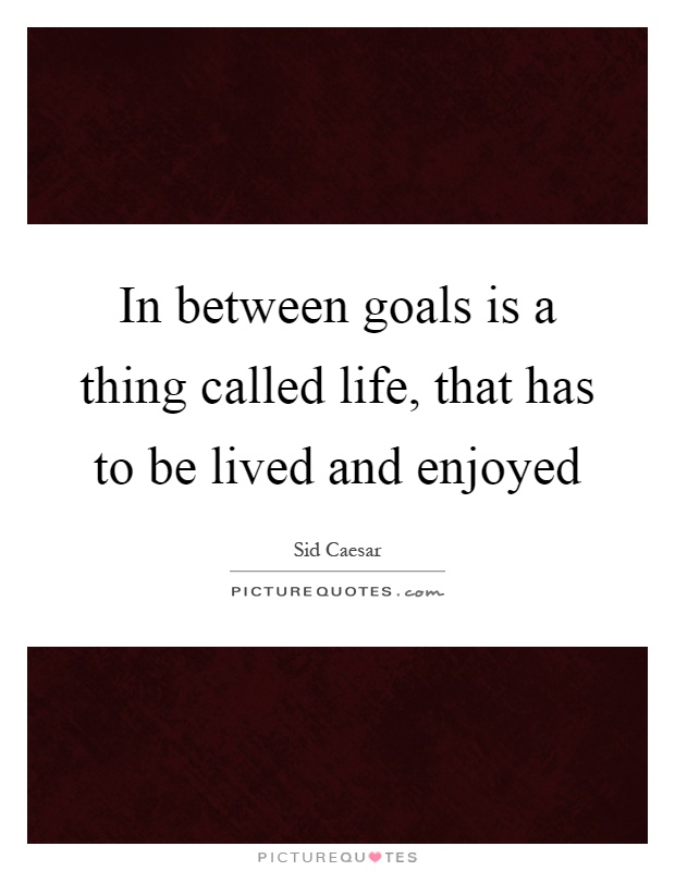 In between goals is a thing called life, that has to be lived and enjoyed Picture Quote #1