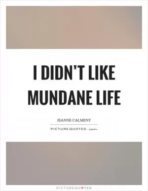 I didn’t like mundane life Picture Quote #1