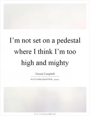 I’m not set on a pedestal where I think I’m too high and mighty Picture Quote #1