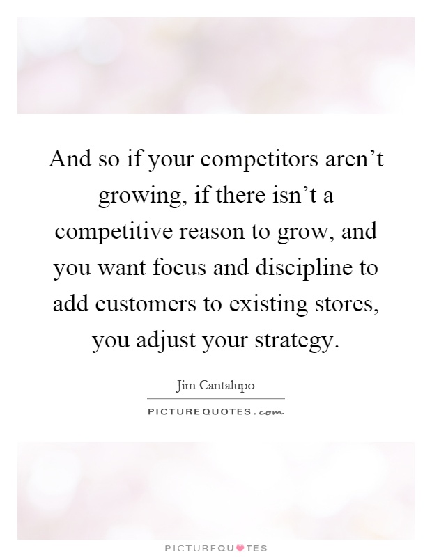 And so if your competitors aren't growing, if there isn't a competitive reason to grow, and you want focus and discipline to add customers to existing stores, you adjust your strategy Picture Quote #1