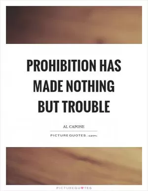Prohibition has made nothing but trouble Picture Quote #1