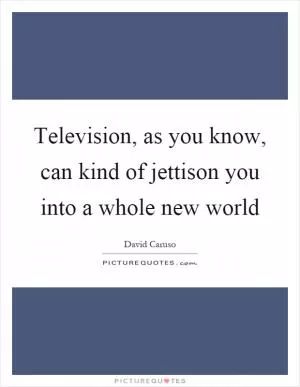 Television, as you know, can kind of jettison you into a whole new world Picture Quote #1